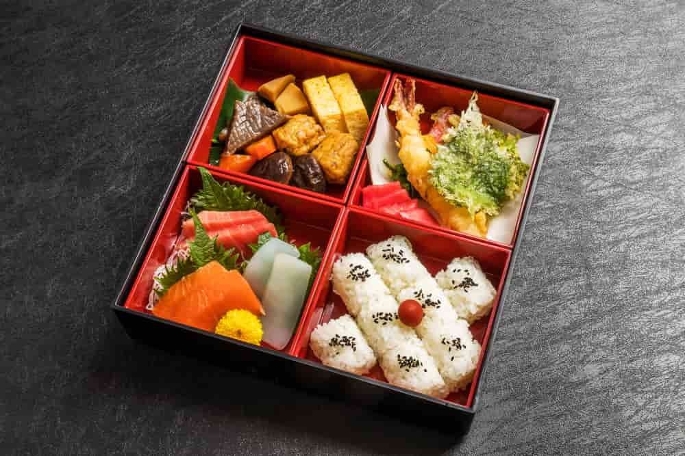 Lunch with small rice balls Japanese foods(bento)