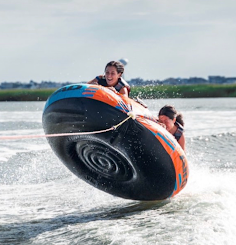 Tidal Watersports Tubing in the air